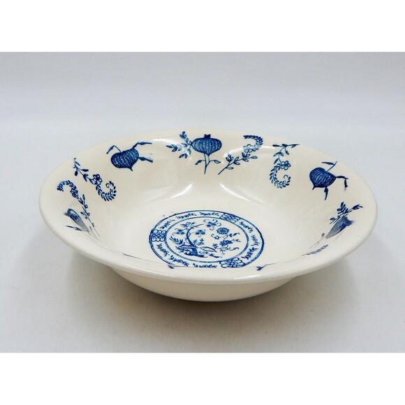 Blue Onion Pattern Coupe Cereal Soup Large Bowl 7 Inch Unmarked Scio Pottery - Picture 1 of 7
